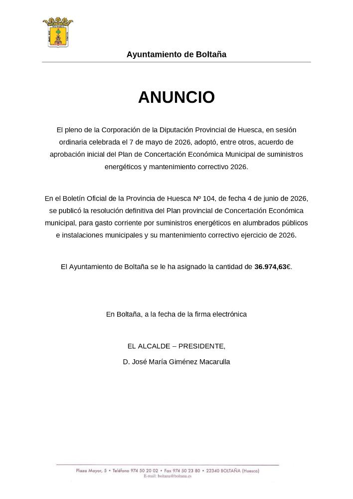 Imagen Plan Provincial de Concertación Económica Municipal de Suministros Energéticos 2026